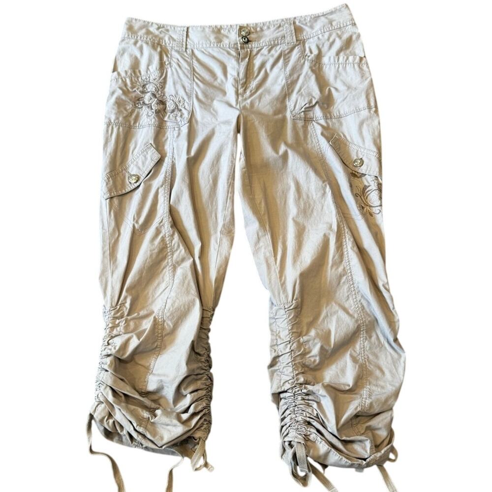 INC International Concepts Cropped Cargo Embroidered Embellished Utility Pant 12